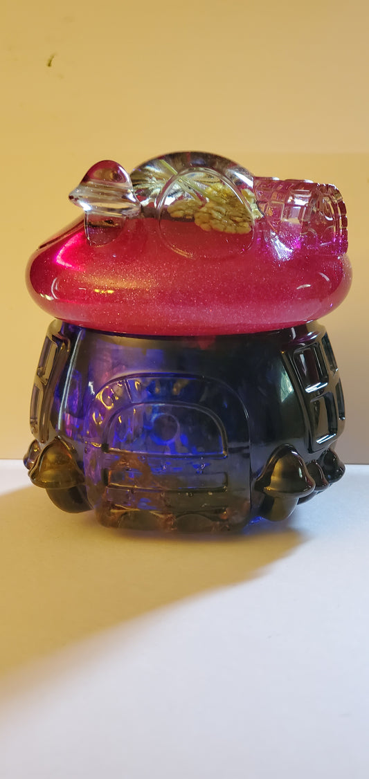 Resin fairy mushroom house jar